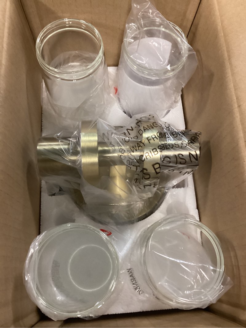Condition photo showing New/Like New for wall sconces set of two, hardwired brass bathroom sconces wall lighting with clear glass, modern sconces wall decor set of 2 vanity light fixtures for bathroom mirror bedroom (bulbs not included) brass (hardwired) 22inch - 2pc