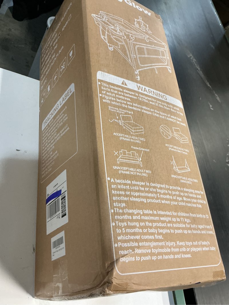 Condition photo showing New/Like New for 4 in 1 Baby Bassinet, Pack and Play, Bedside Crib Sleeper, Diaper Changer, Quickly Assembled and Folded Portable Crib with Mattress and Mosquito Net, Easy to Carry Grey