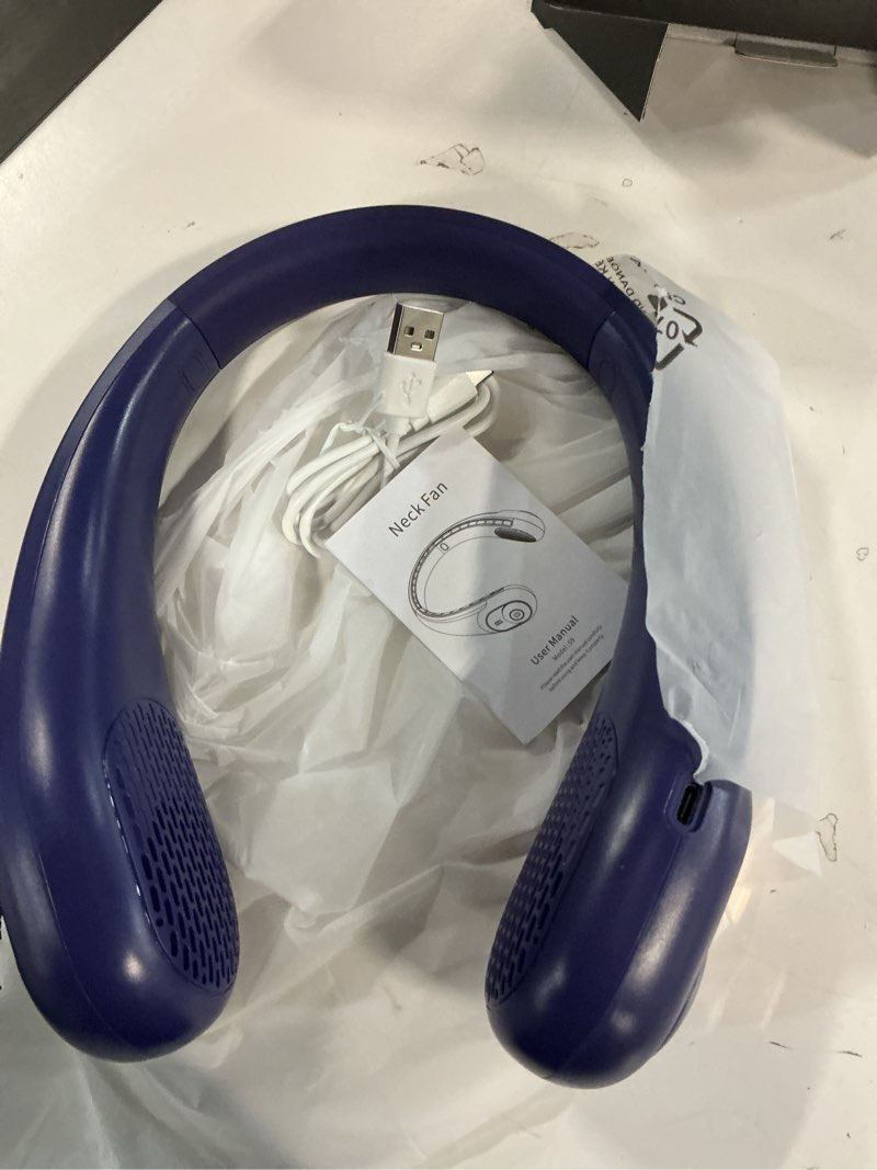 Condition photo showing Good Condition for kidee neck fan, neck fans portable rechargeable, upgraded cooling air volume, ultra quiet, 4000 mah battery operated, long use time, 3 speeds adjustable personal hand free fan