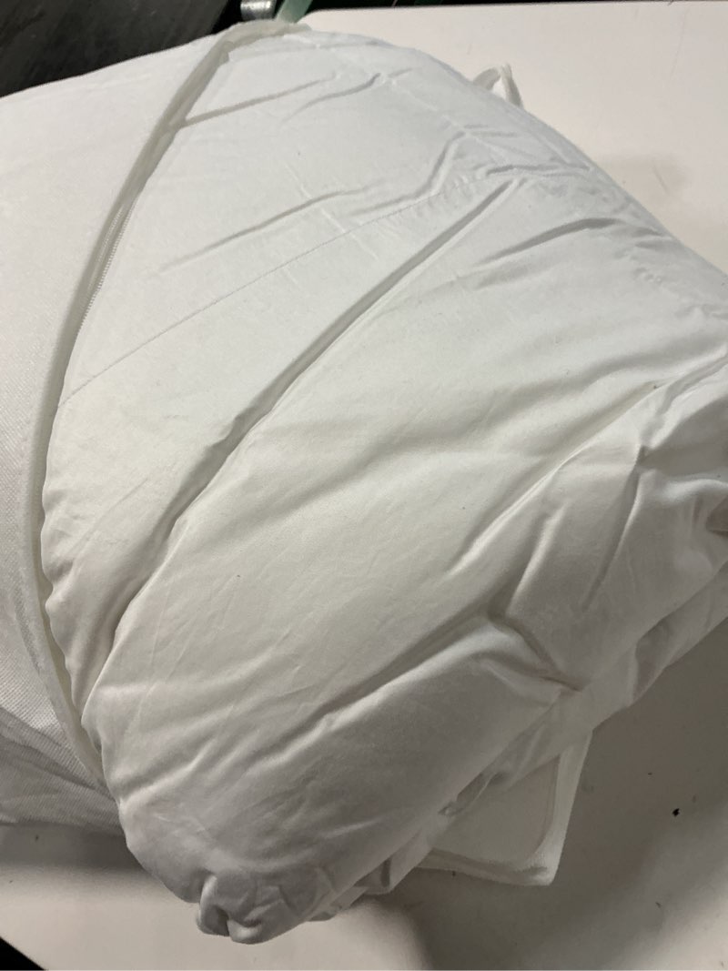 Condition photo showing As Is for lightweight premium down alternative comforter, full/queen, white