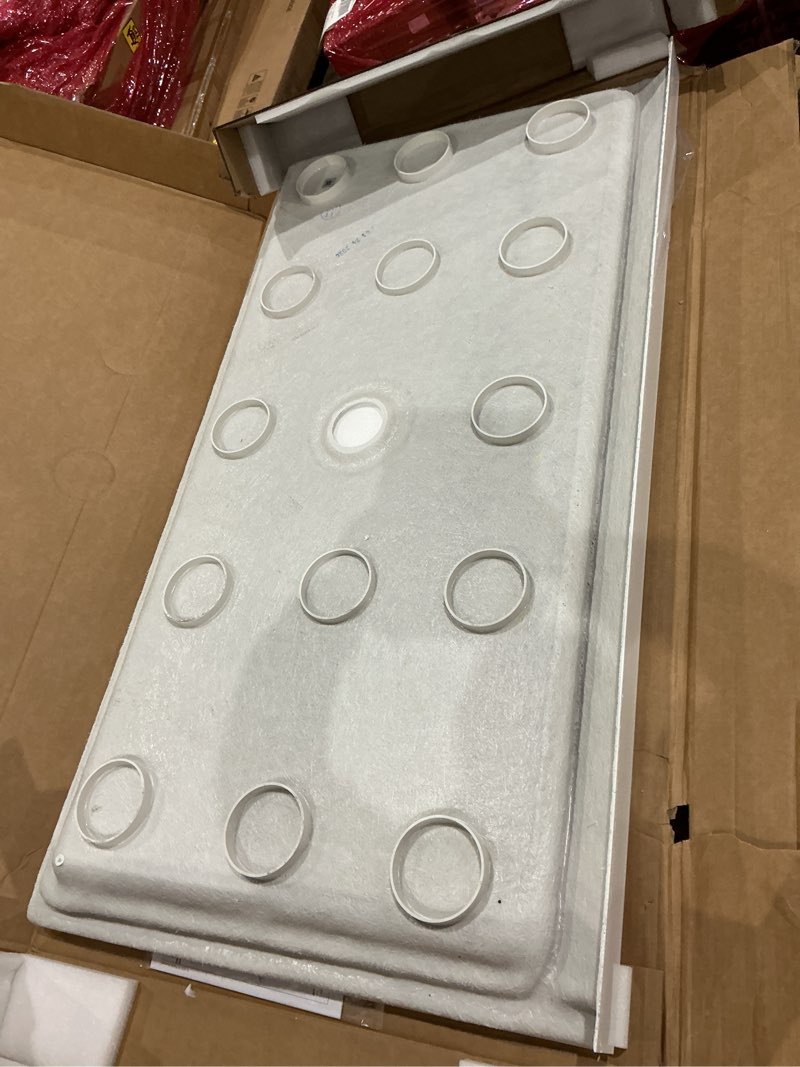 Condition photo showing New/Like New for dreamline slimline 32 in. d x 60 in. w x 2 3/4 in. h center drain single threshold shower base in white, dlt-1132600 white 32 inch d x 60 inch w center drain