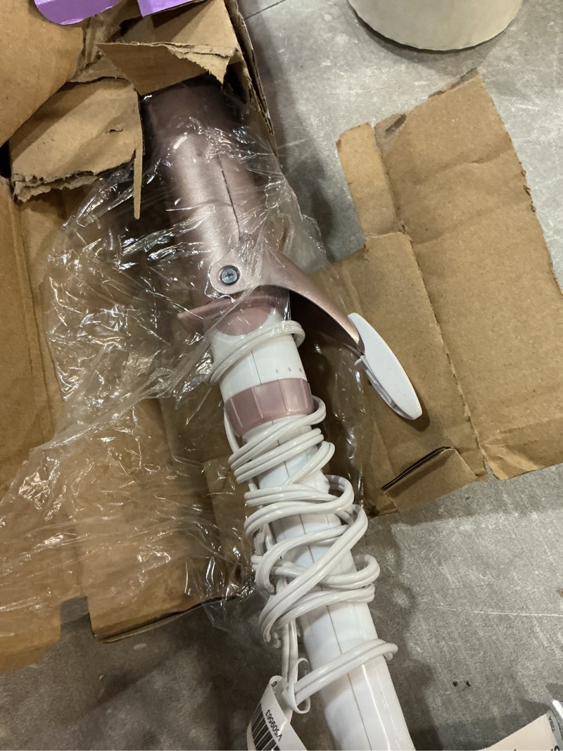 Condition photo showing Good Condition for conair double ceramic 1 ½-inch long barrel curling iron, 1 ½-inch barrel creates soft waves, hair waver for use on medium & long hair, white/rose gold white/rose gold 1.5 inch long barrel