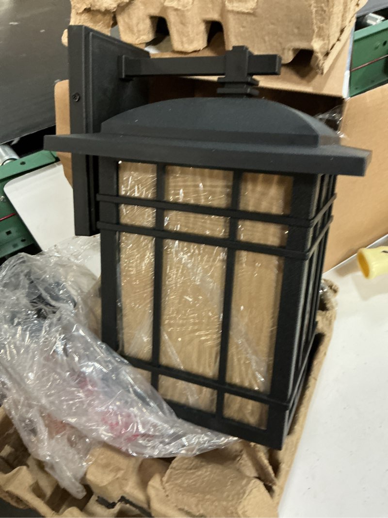 Condition photo showing Good Condition for quoizel canyon 1-light 12.75-in h matte black outdoor wall light