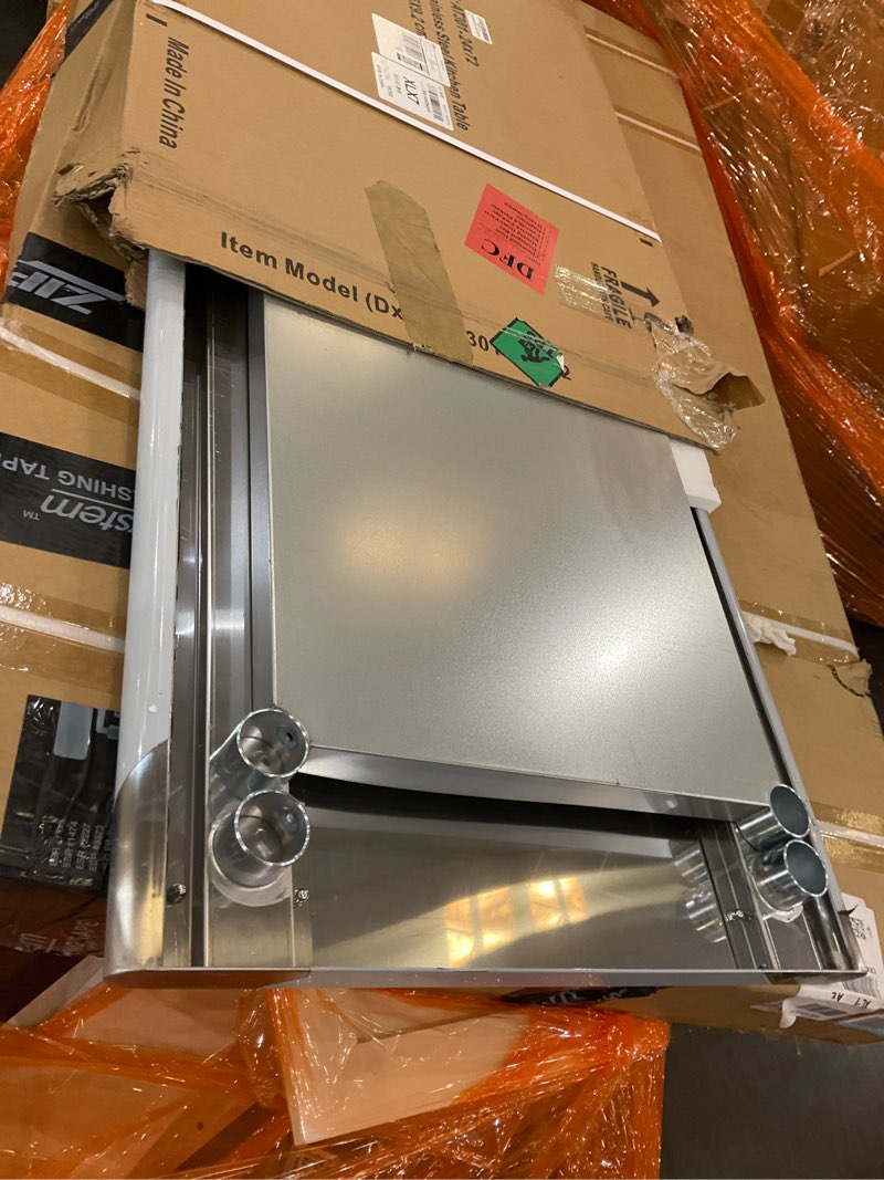 Condition photo showing As Is for Stainless Steel Table for Prep & Work, NSF Metal Commercial Heavy Duty Table with Adjustable Under Shelf and Foot for Restaurant, Home and Hotel (24x72in)