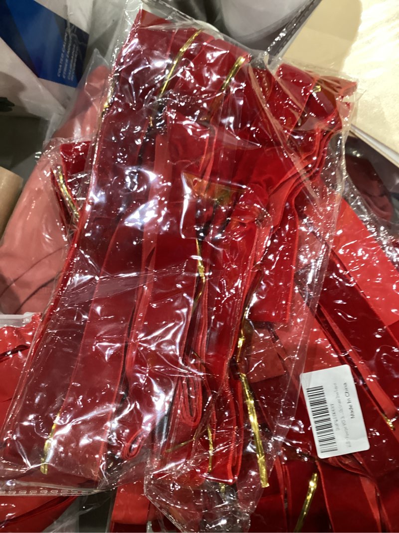 Condition photo showing New/Like New for Fipergen Long Red Velvet Bows for Christmas Tree?24 inch Large Velvet Staircase Wreath Bows, Vintage Red Velvet Ribbon Bows for Christmas Tree Decor,Fireplaces,and Outdoor Decorations(6Pcs)
