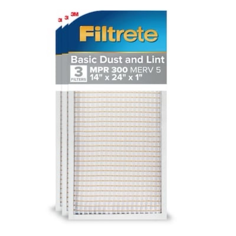 filtrete 14 x 24 x 1 merv 5 300 mpr basic dust and lint electrostatic air filter 3 -pack