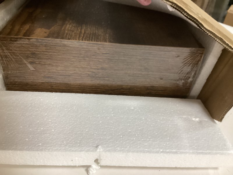 Condition photo showing New/Like New for QEEIG Floating Shelves for Wall 23.6" Long - Wall Mounted Shelf Bathroom Kitchen Living Room Bedroom Farmhouse Home Decor Display Bookshelf Large 23.6 x 9.3 inch Set of 2, Rustic Brown (008-60BN)