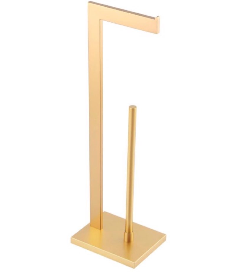 GERZWY Gold Toilet Paper Holder Free Standing with Reserve Stainless Steel Tissue Roll Holder Floor 