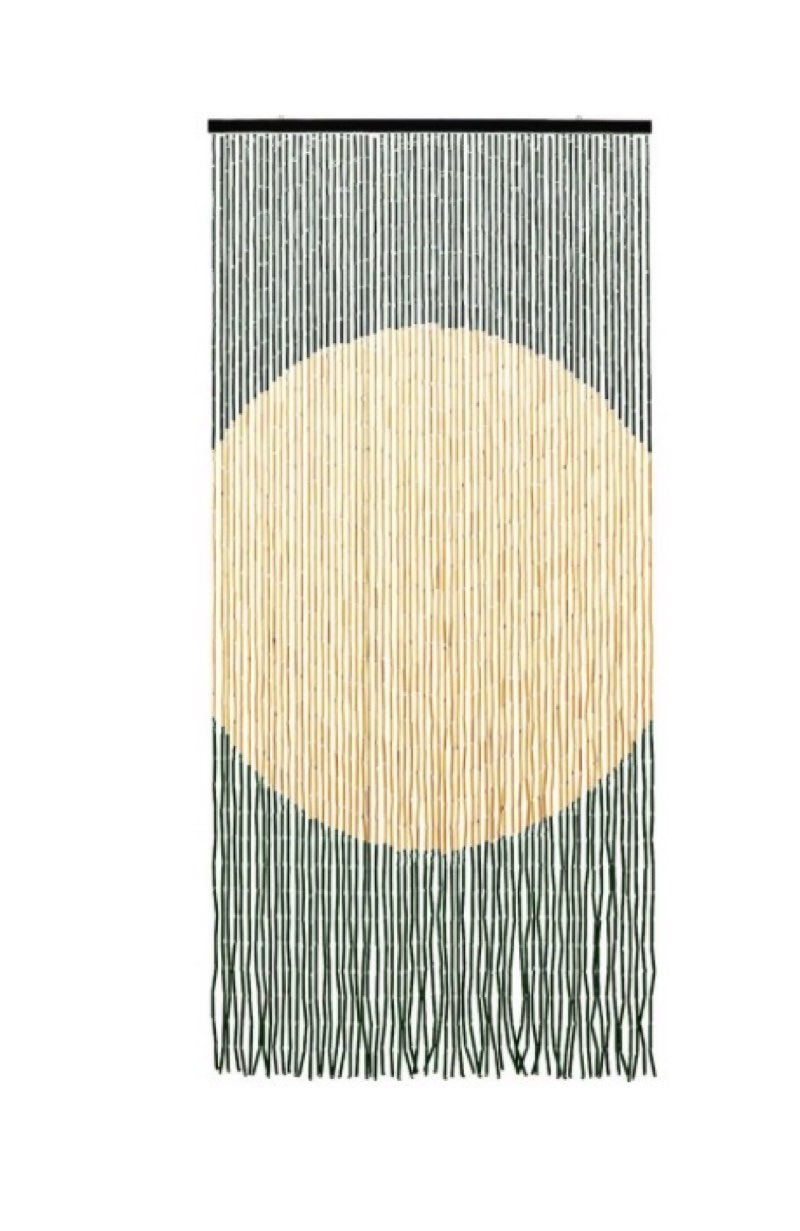 35.5" x 75" Bamboo Beaded Curtain for Doorways Handmade 65 Strands Boho Hanging Doorway Decor Round Pattern Door Curtains Window Room Divider Partition, Green