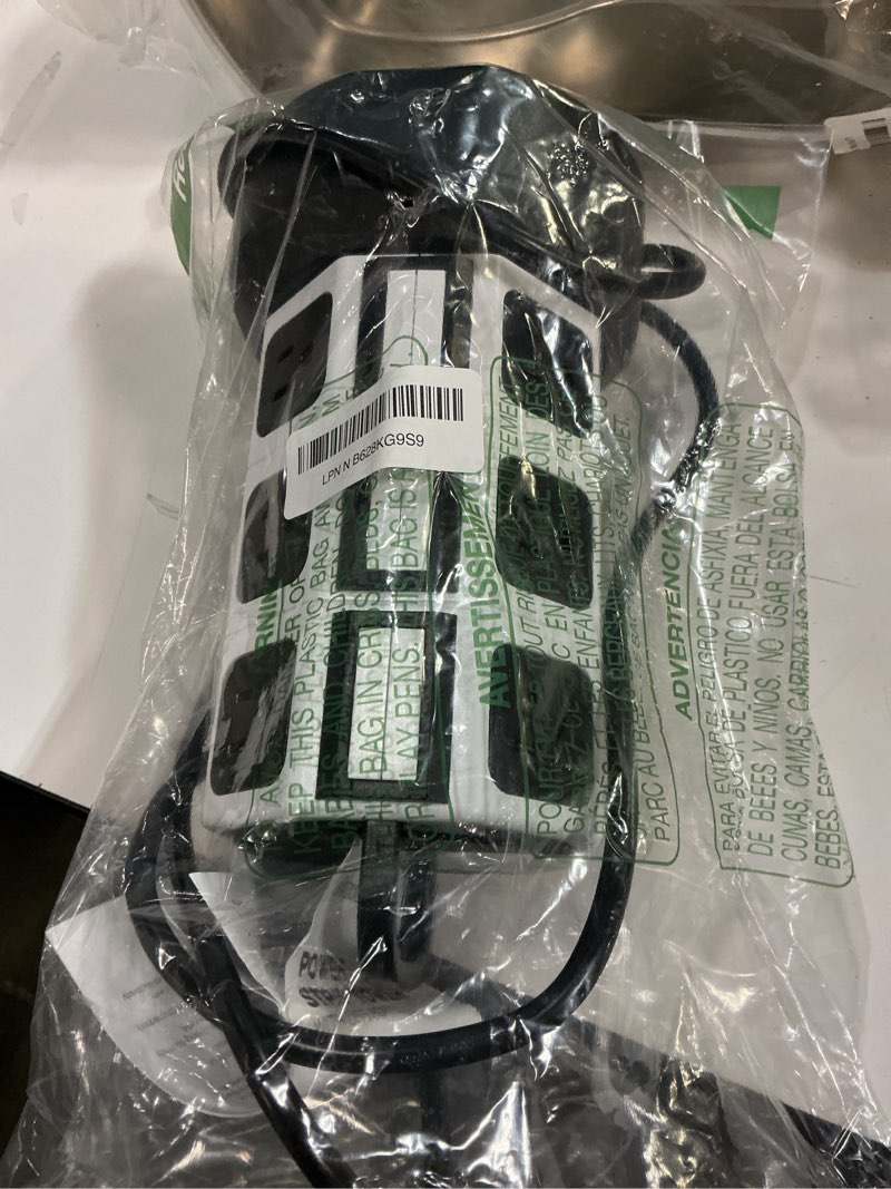 Condition photo showing Good Condition for Power Strip Tower Surge Protector, JACKYLED 12 Outlets 6 USB (2 USB C) Charging Station, Extension Cord with Multiple Outlets, 1050J 1625W/13A Outlet Extender 6.5ft Extension Cord for Home Office Medium-6.5ft White Black