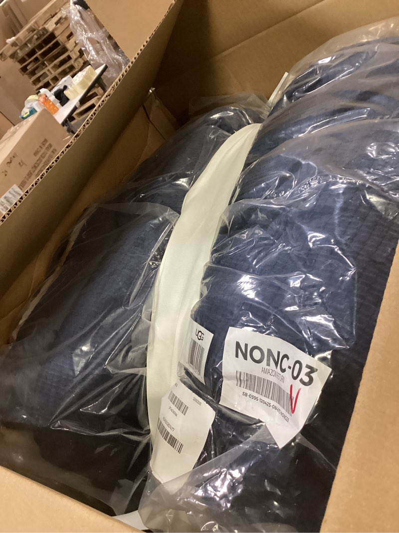 Condition photo showing New/Like New for UGG 32539 Remina King-California King 5-Piece Comforter Set Luxurious Comforter and Two Shams with 18 x 18-inch Decorative Throw Pillow and 50 x 60-inch Throw Blanket, King, Navy