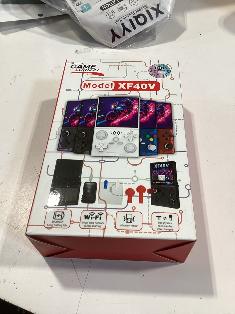 Condition photo showing New/Like New for xf40v retro handheld game console, retro gaming console 4.0'' ips screen linux system built-in 64g tf card, open source linux system, preloaded 20000+ classic games, portable video gaming (white-64g)