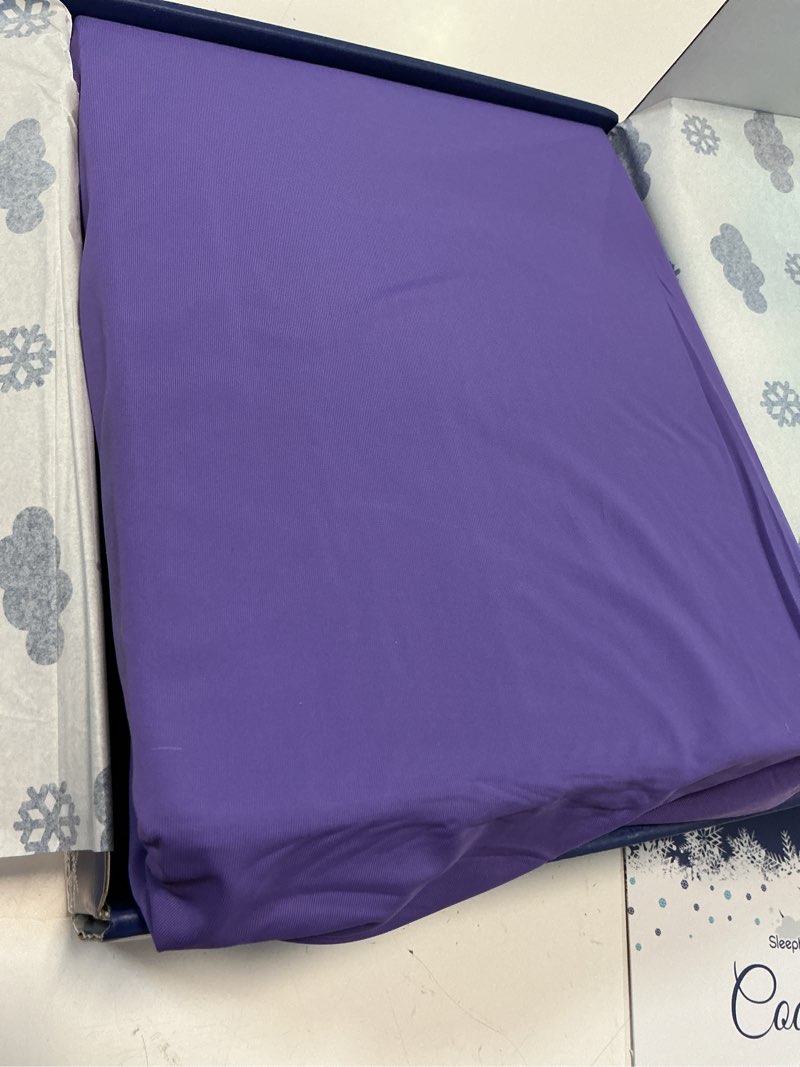 Condition photo showing Good Condition for cooling fitted sheet king size - 1 pc breezeweave cooling sheets for hot sleepers & cool rest w/ 16 in deep pocket - corner straps, cloud soft, ultra durable - 73 x 77 in (regal purple) regal purple king