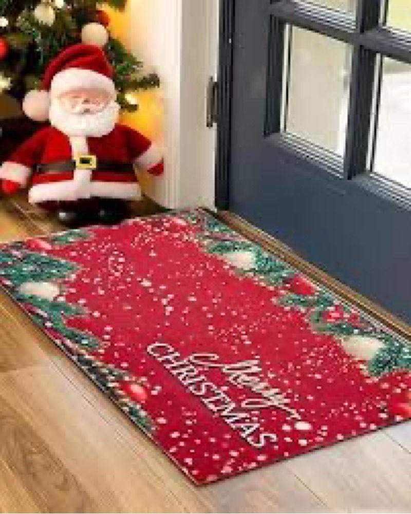 Christmas Doormat, Outdoor & Indoor Merry Christmas Door Mat, Funny Welcome Monster Holiday Door Mats for Front Door Outside Entrances, 17"x30", Welcome Monster