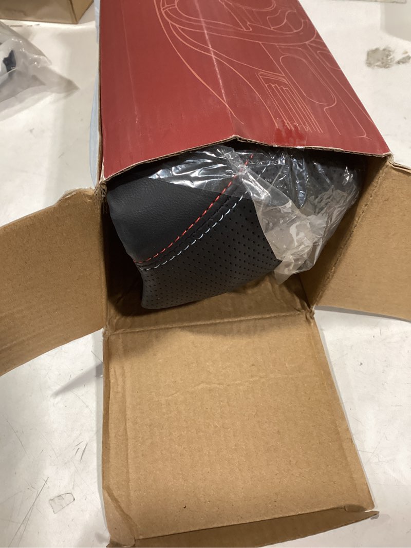 Condition photo showing Good Condition for LKWLIKEI Nappa Premium Leather car Steering Wheel Cover, Non-Slip, Breathable, Universal 15 inches (red Blue line) Black (red blue line)