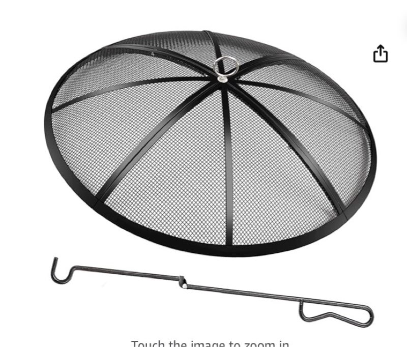 fire pit spark screen, 22 inch diameter fire pit screen with handle & poker,heavy duty metal mesh fire pit screen,fire pit lid for outdoor/beach/rv camping/backyard