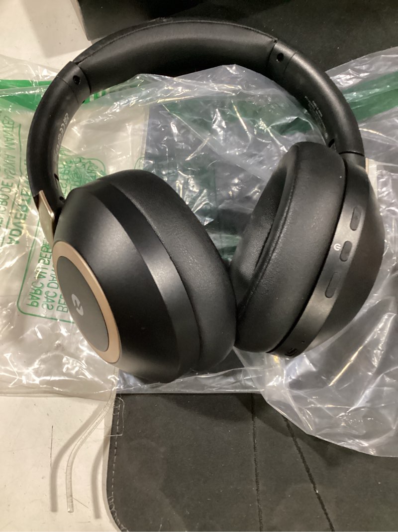 Condition photo showing As Is for active noise cancelling headphones, 100h playtime headphones wireless bluetooth, bluetooth headphone with mic, over ear wireless headphone with deep bass,fast charging for travel black