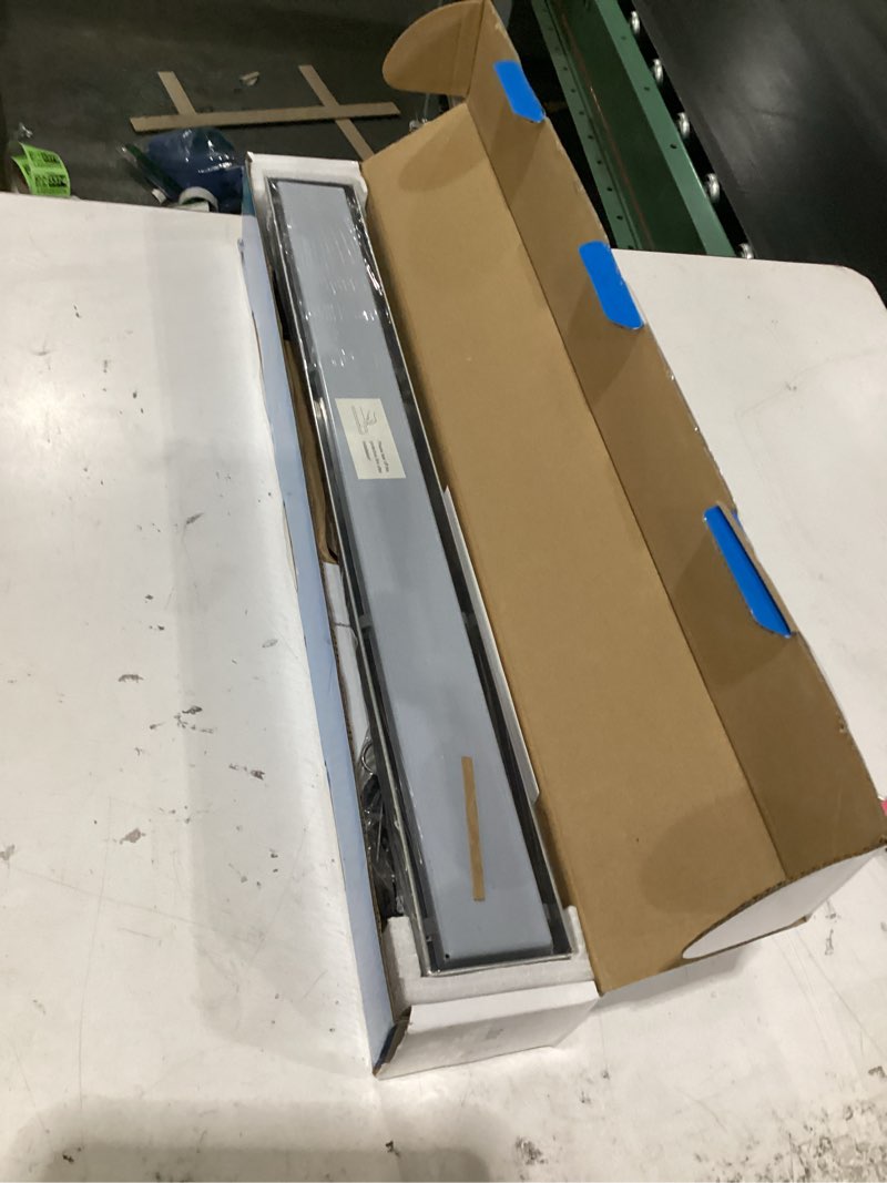 Condition photo showing New/Like New for sanitemodar linear shower drain 24 inch with tile insert 2 in 1 panels, 304 stainless steel brushed shower linear drain, invisible drain equipped adjustable feet and hair filter tile insert grate 24 inch