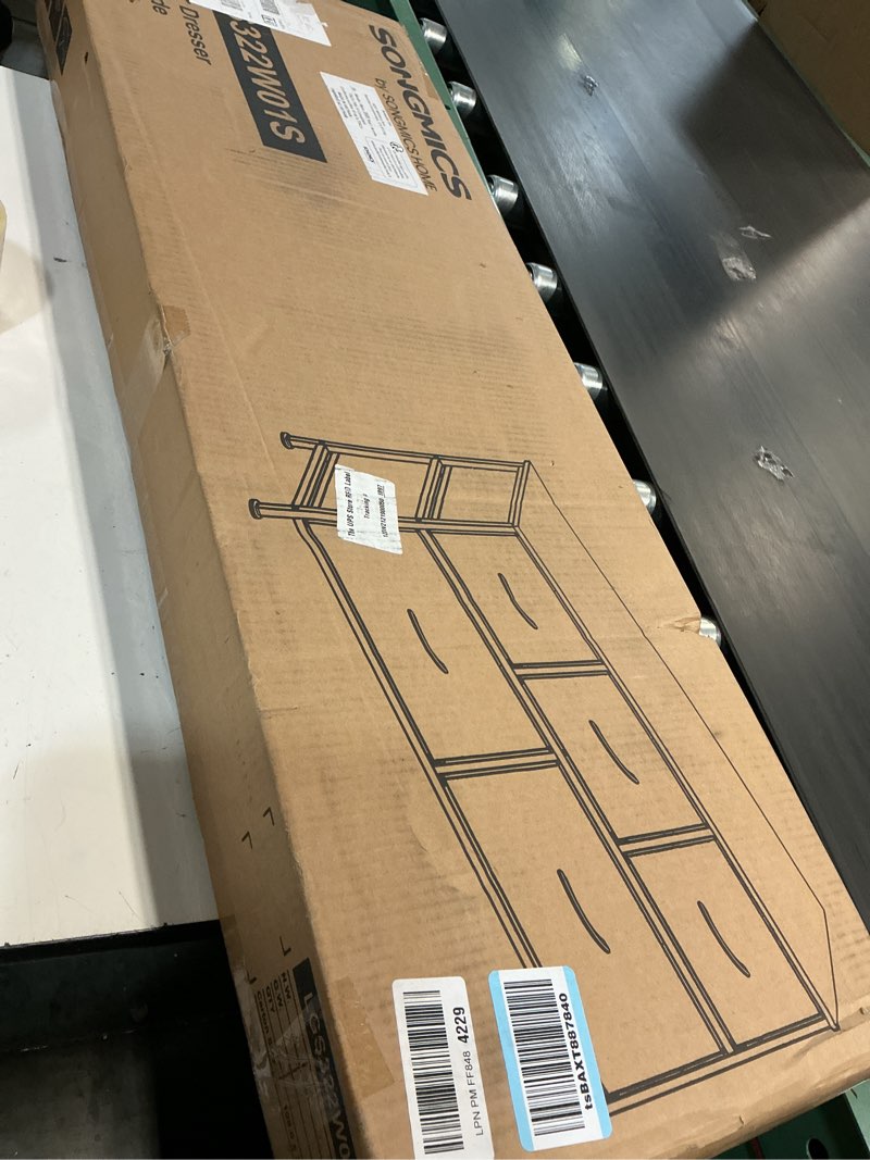 Condition photo showing New/Like New for SONGMICS Dresser for Bedroom, Chest of Drawers, Steel, MDF, 5 Non-Woven Fabric Drawers, Storage Organizer Unit, Closet, Entryway, Cloud White and Snow White ULGS322W01S Cloud White + Snow White 11.8"D x 38.9"W x 20.6"H (5 Drawers)