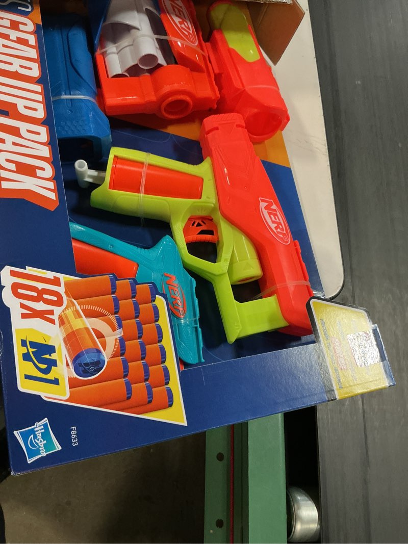 Condition photo showing Good Condition for nerf n series gear up pack, 3x blasters, 18 nerf n1 darts, kids gifts, outdoor games, ages 8+