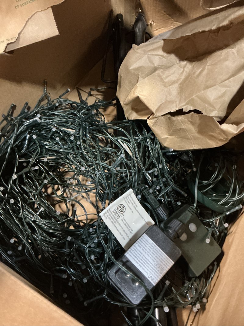 Condition photo showing As Is for Lomotech RGB Color Changing Christmas Tree Lights - 10Ft 404 LED with 7.08" Topper, Remote Controll Waterproof Iron Pole Waterfall Holiday Tree Lights for Outdoor Christmas Decorations 10Ft/404Leds RGB