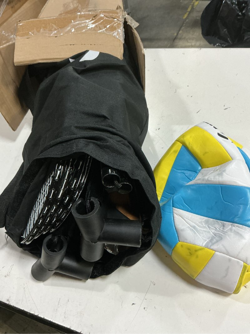 Condition photo showing Good Condition for volleyball badminton pickleball 3-in-1 combo net set, 5.1-7.4ft adjustable height sports nets for backyards, portable 17ft outdoor net with carry bag, rackets and balls blue