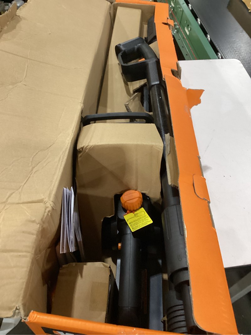 Condition photo showing As Is for not tested worx wg323 20v power share 10\" cordless pole/chain saw with auto-tension (battery & charger included) 20v 10'' cordless pole saw