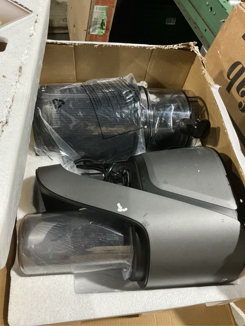 Condition photo showing As Is for canoly c16 cold press juicer, 6" extra wide feed chute, 3-in-1 strainers (juice & sorbet & nut milk), powerful ac brushless motor, self precut system, juicer machines with bpa-free (space gray)