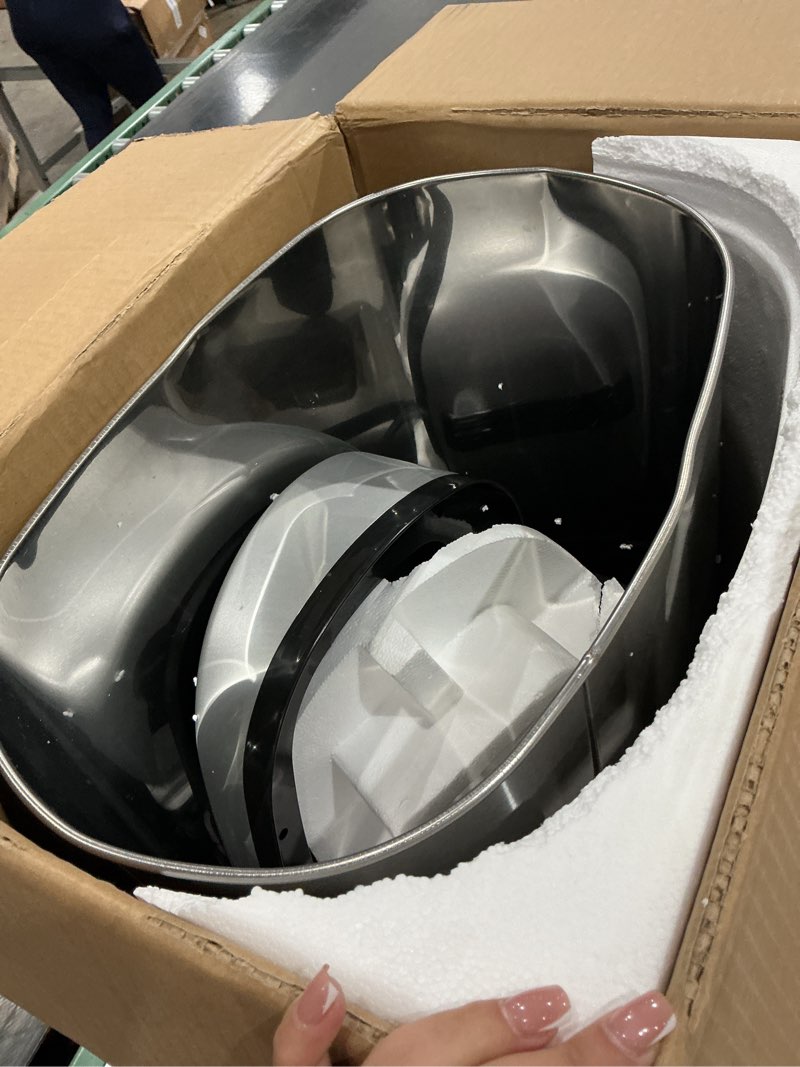 Condition photo showing Good Condition for sensorcan 13 gallon oval sensor trash can with ac adapter and odor filter, automatic motion sensor kitchen bin, soft-close stainless steel, slim curved wastebasket for narrow walkways, matte silver