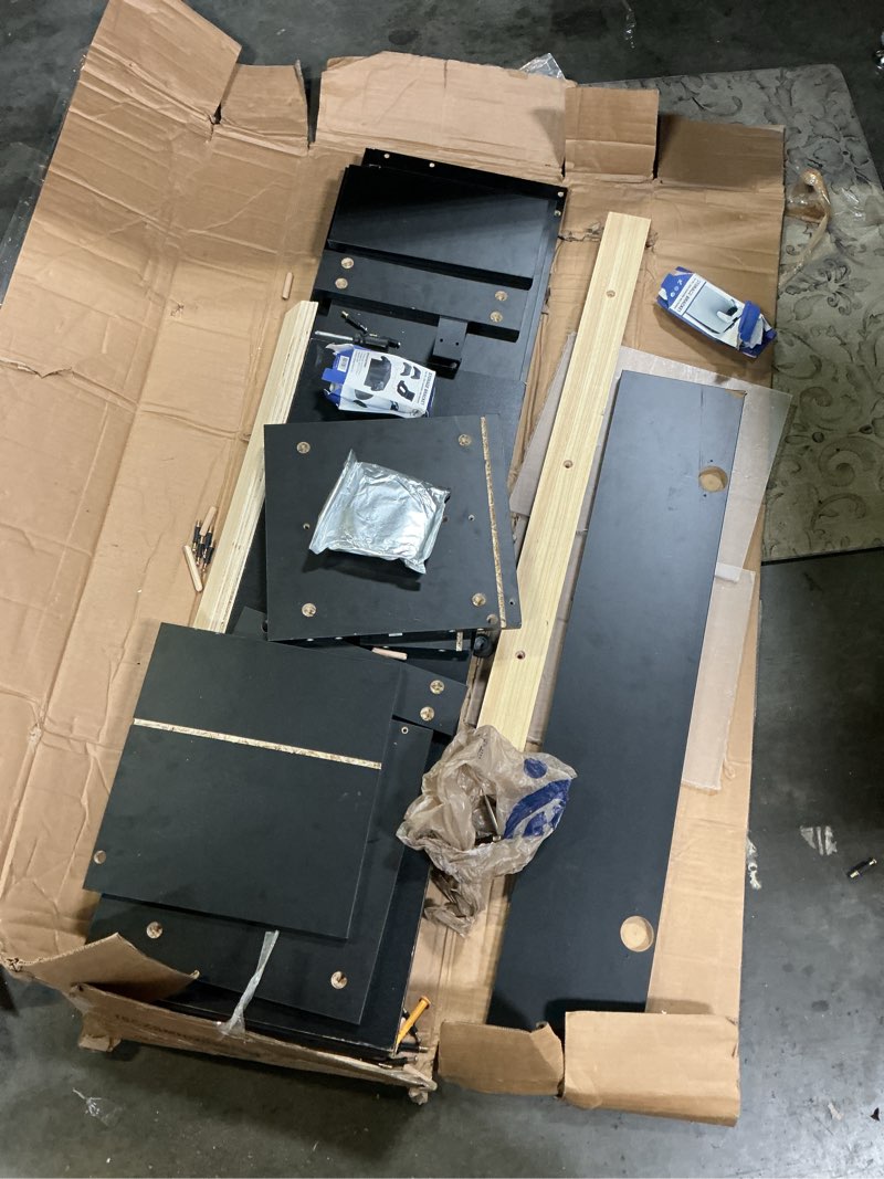 Condition photo showing As Is for sogespower floating tv stand wall mounted with lights,led tv stand 55" black