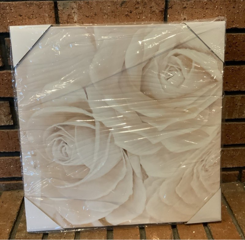 white flower canvas wall art textured 16” x 16” wall decor