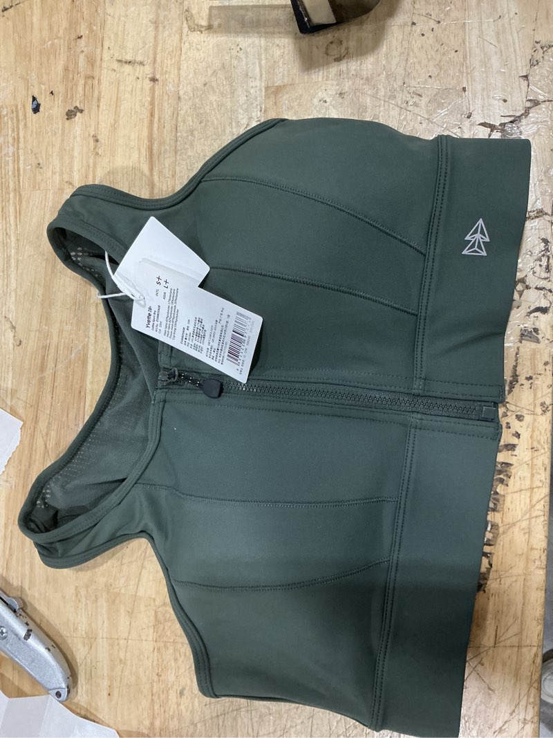 Condition photo showing New/Like New for yvette front closure sports bras for women high support large bust supportive sports bra high impact for running small plus dark green