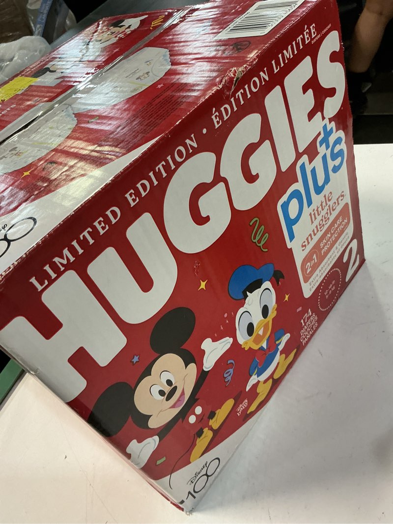 Condition photo showing New/Like New for huggies little snugglers plus diapers size 2, 174 count size 2 174