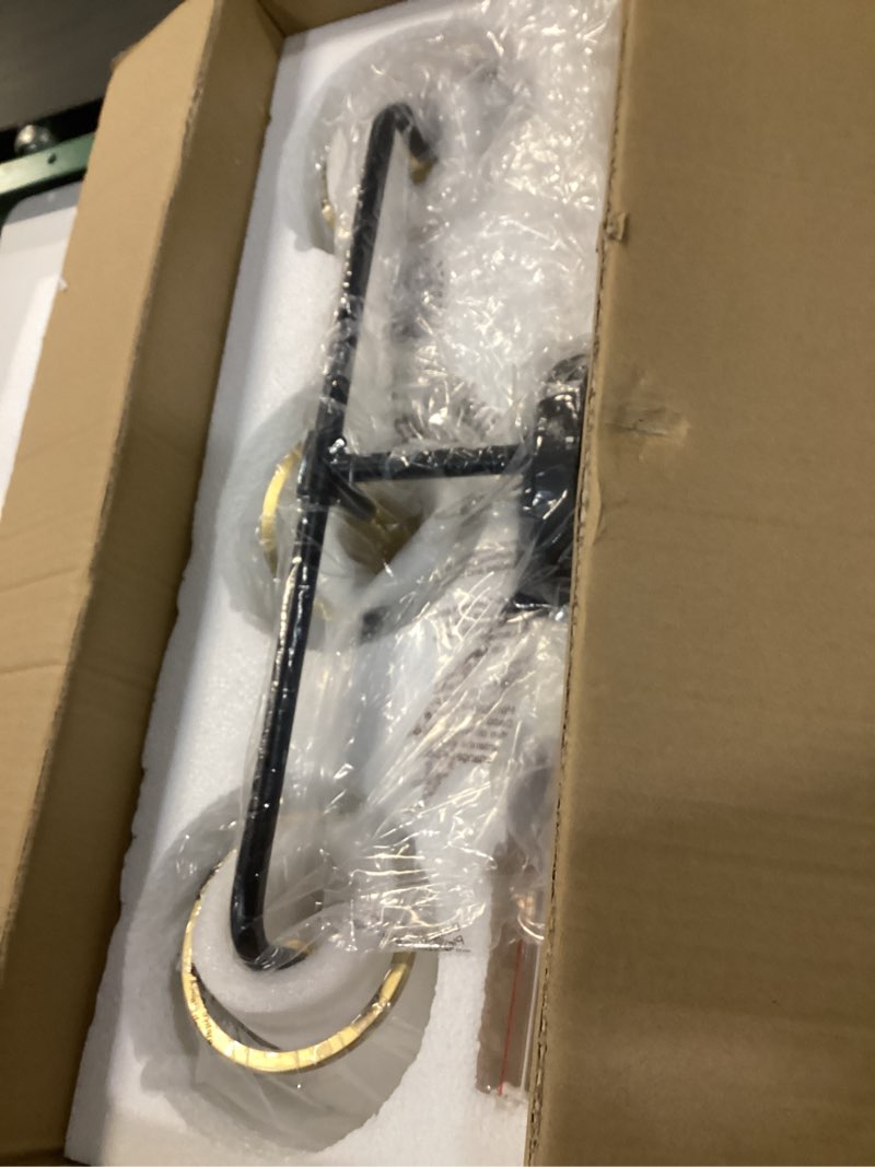 Condition photo showing New/Like New for Black and Gold Bathroom Vanity Light 3-Lights Bathroom Light Fixtures Over Mirror with Clear Glass Shade 22.4 inch Wall Sconce Lighting Bath(Exclude E26 Bulb) Black and Gold 3 Light