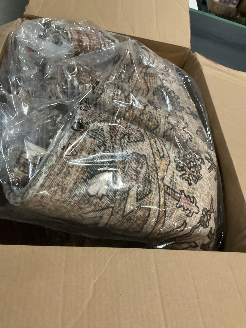 Condition photo showing New/Like New for Bavni Washable Rugs 8x10 Area Rug for Living Room Bedroom, Print Vintage Aesthetic Chenille Carpet Rug, Ultra-Thin Low Pile Rugs for Dining Room Home Office with Non Slip Backing, Brown Brown 8' x 10' (Rectangular)
