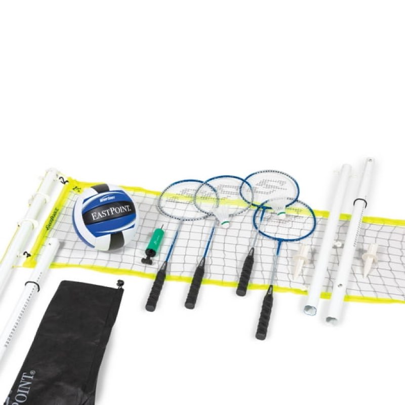 eastpoint sports 2-in-1 volleyball and badminton set  adjustable height net set with all accessories