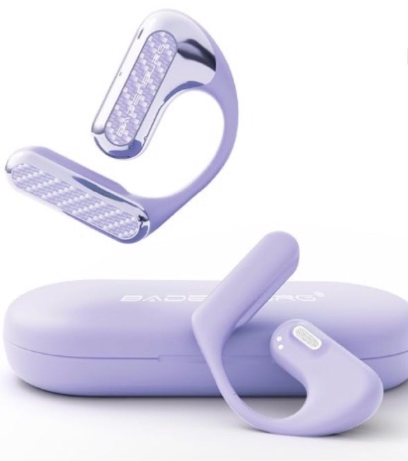 EarStereo 01 Open Ear Wireless Headphones, Bluetooth Earbuds, 60 Hours Playtime, 15.4 mm Bio-Fiber Drivers with SoundPlus Algorithm, ENC Noise Reduction, Office/Fitness/Leisure (Purple)