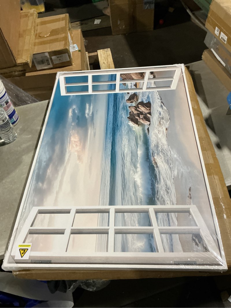 Condition photo showing Good Condition for renditions gallery nature wall prints window view decor for home awash on the sandy beach shore canvas hanging pictures for bedroom office home decorations - 24"x36" lt04 36"l x 24"w awash on the shore