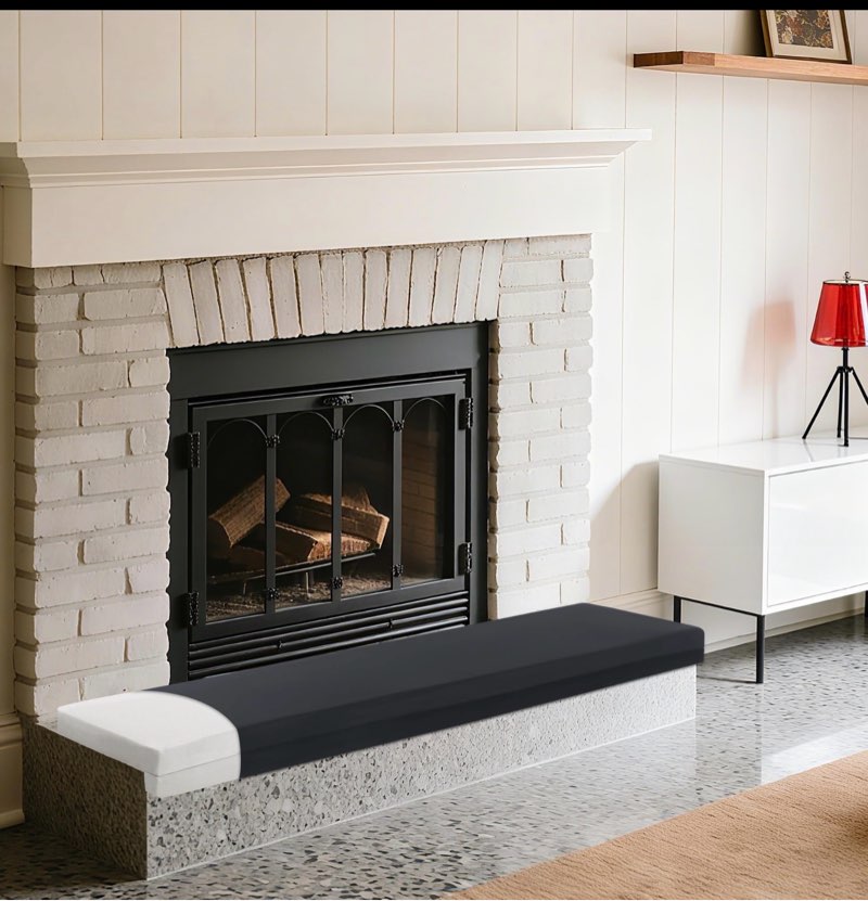 mabozoo 2-inch thick fireplace hearth cushion, 72"x14" baby proofing seat edge pad for child safety, soft fireplace baby proofing bench & windowsill protector, black