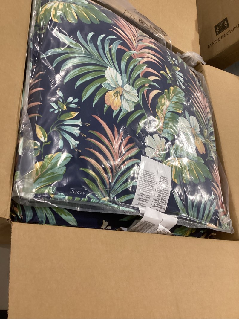 Condition photo showing Good Condition for arden outdoor deep seat set, 24 x 24, rain-proof, fade resistant, deep seat bottom and back cushion 24 x 24, simone blue tropical
