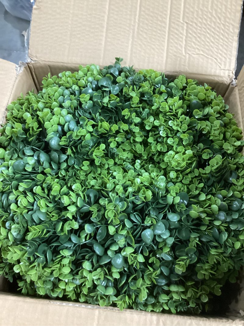 Condition photo showing Good Condition for 17.3" Artificial Topiary Plant Balls Set of 2, Faux Greenery Balls Hanging Grass Ball for Home Wedding Decor Green Eucalyptus 17.3 Inch