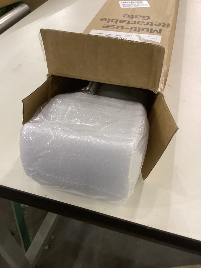 Condition photo showing New/Like New for 190 Inches Wide Retractable Baby Gates for Stairs with Double Lock System, Durable, Multi-Use, Retractable Dog Gate for Doorways & Hallways, Indoor/Outdoor Safety Gate for Kids & Dogs (Gray)