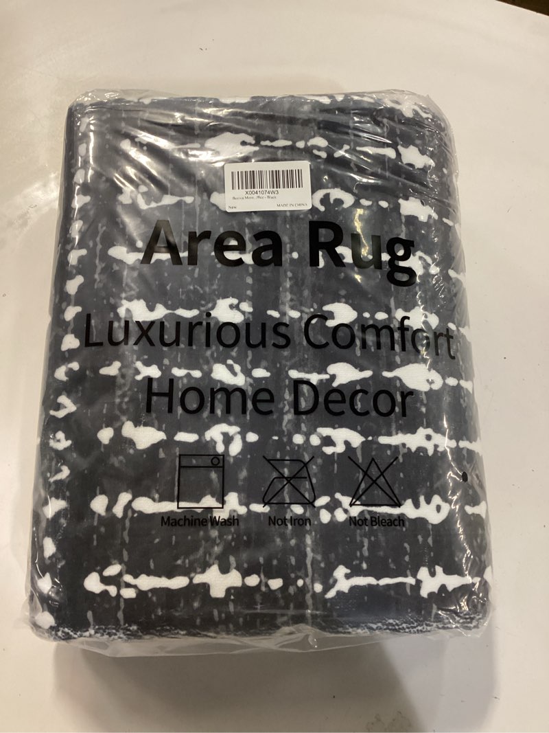 Condition photo showing New/Like New for Beeiva Moroccan Area Rugs for Living Room 8x10, Soft Low Pile Washable Rug with Non Slip Backing, Ultra Thin Farmhouse Geometric Large Carpet for Bedroom, Office - Black 8' x 10' (Rectangular) Black