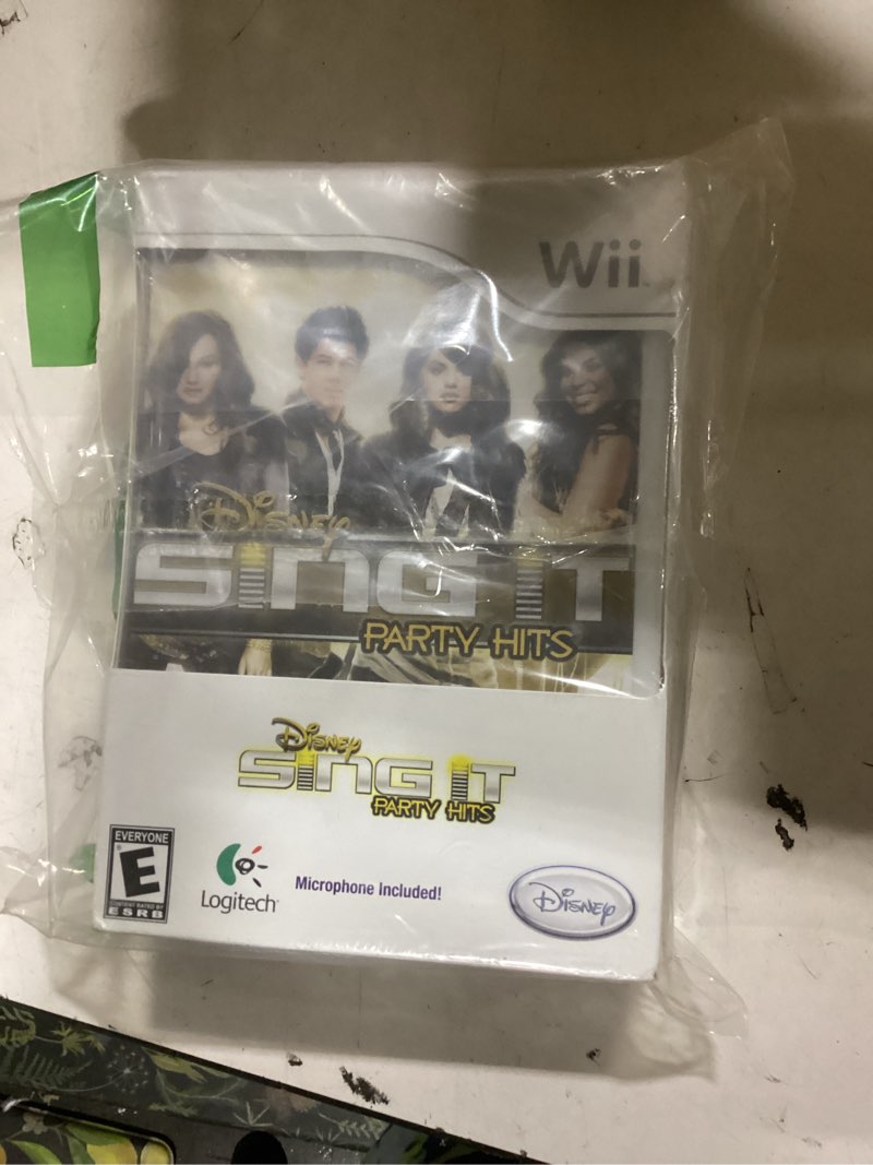 Condition photo showing New/Like New for disney sing it: party hits with microphone - nintendo wii nintendo wii microphone bundle