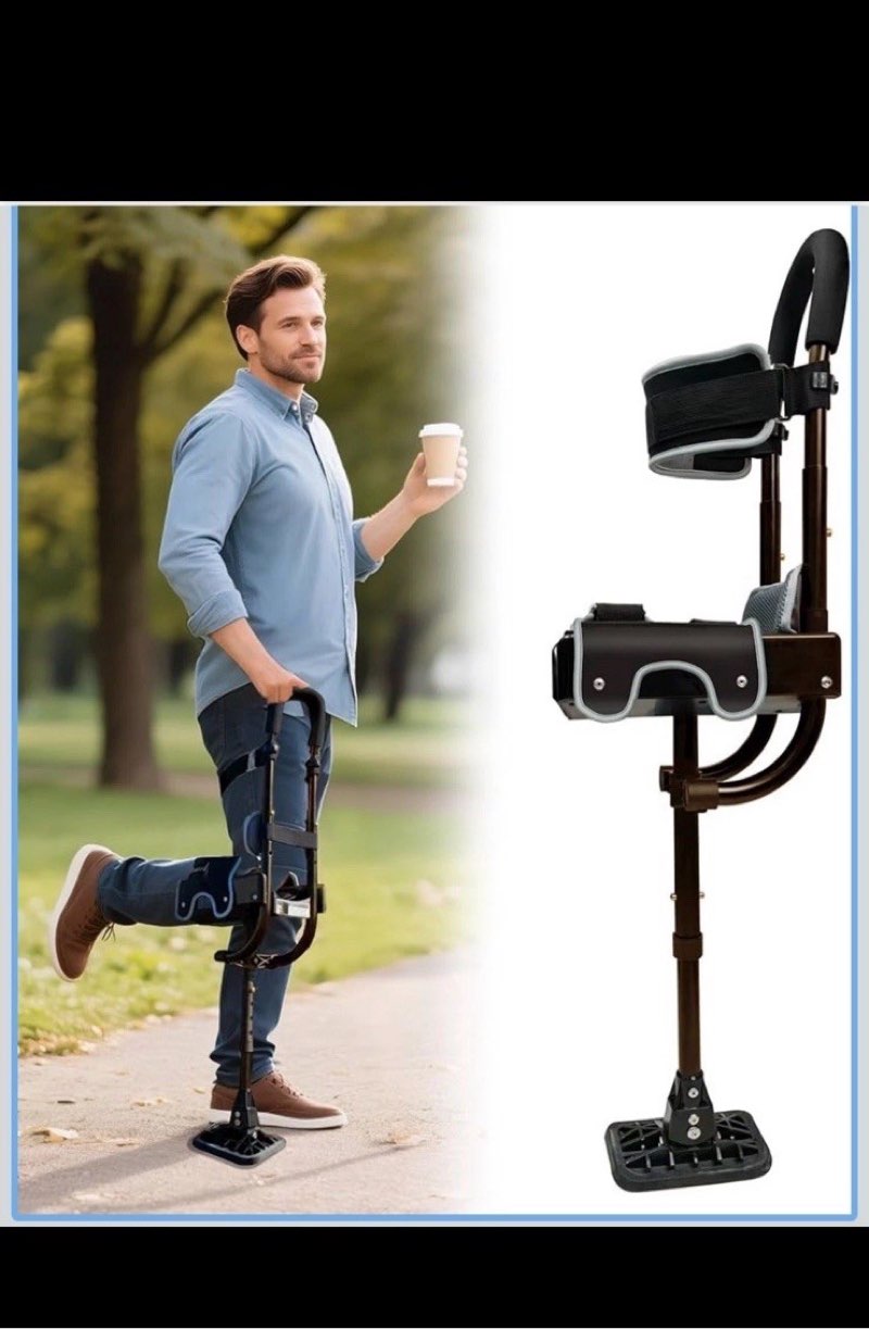 hands free crutch with safety kneepad, peg leg crutch alternative for adults new