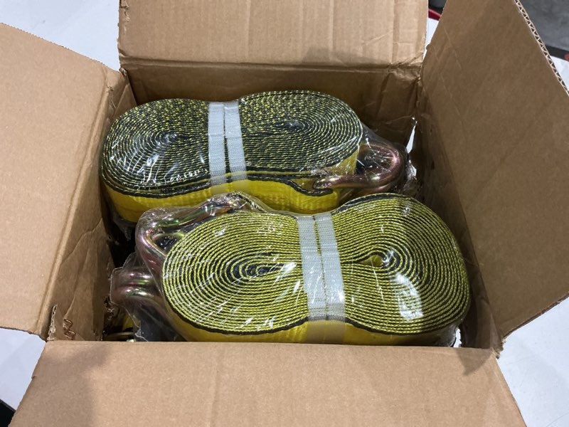 Condition photo showing Good Condition for kje 4 pack ratchet straps heavy duty,2" x 27' ratchet strap 3,333 lbs working load limit,tie down ratcheting with j-hook, cargo straps for truck,trailer,moving appliances