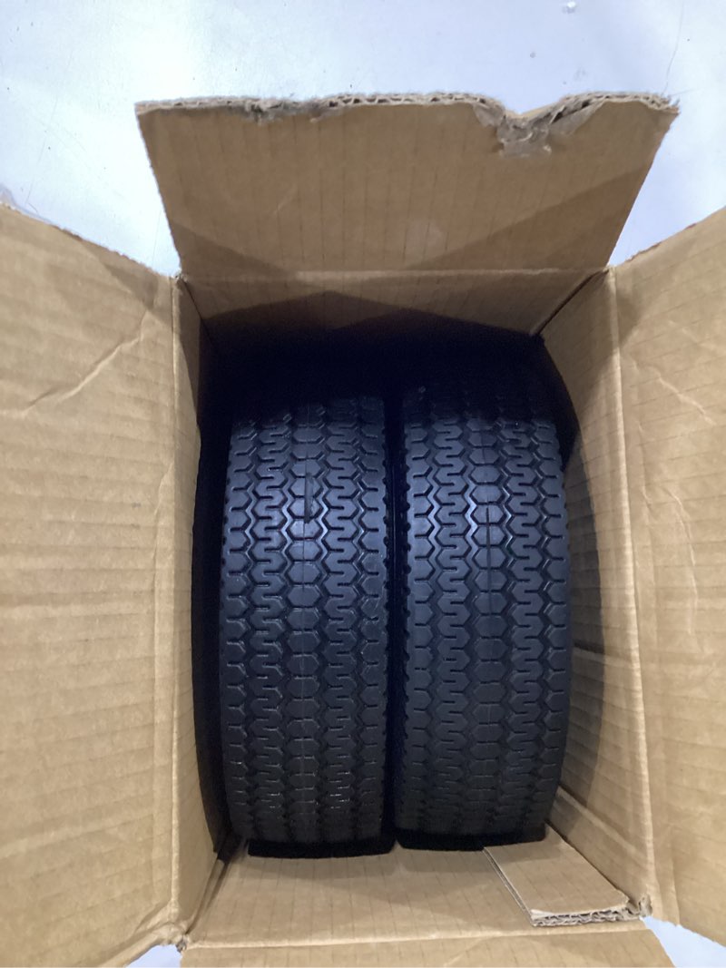 Condition photo showing Good Condition for gicool 8-inch flat-free tire, 2.50-4 solid tire and wheel, 5/8" bearings, 2.2" offset hub for hand truck garden wagon trolley dolly replacement, 2 pack