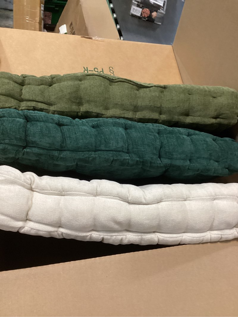 Condition photo showing Good Condition for 3pc green white blue  jerify floor pillow cushions large round square large meditation floor pillow for classroom adult meditation picnic party seating learning daycare school(square,mixed brown,4 pcs) square 15 x 15 mixed 3pc