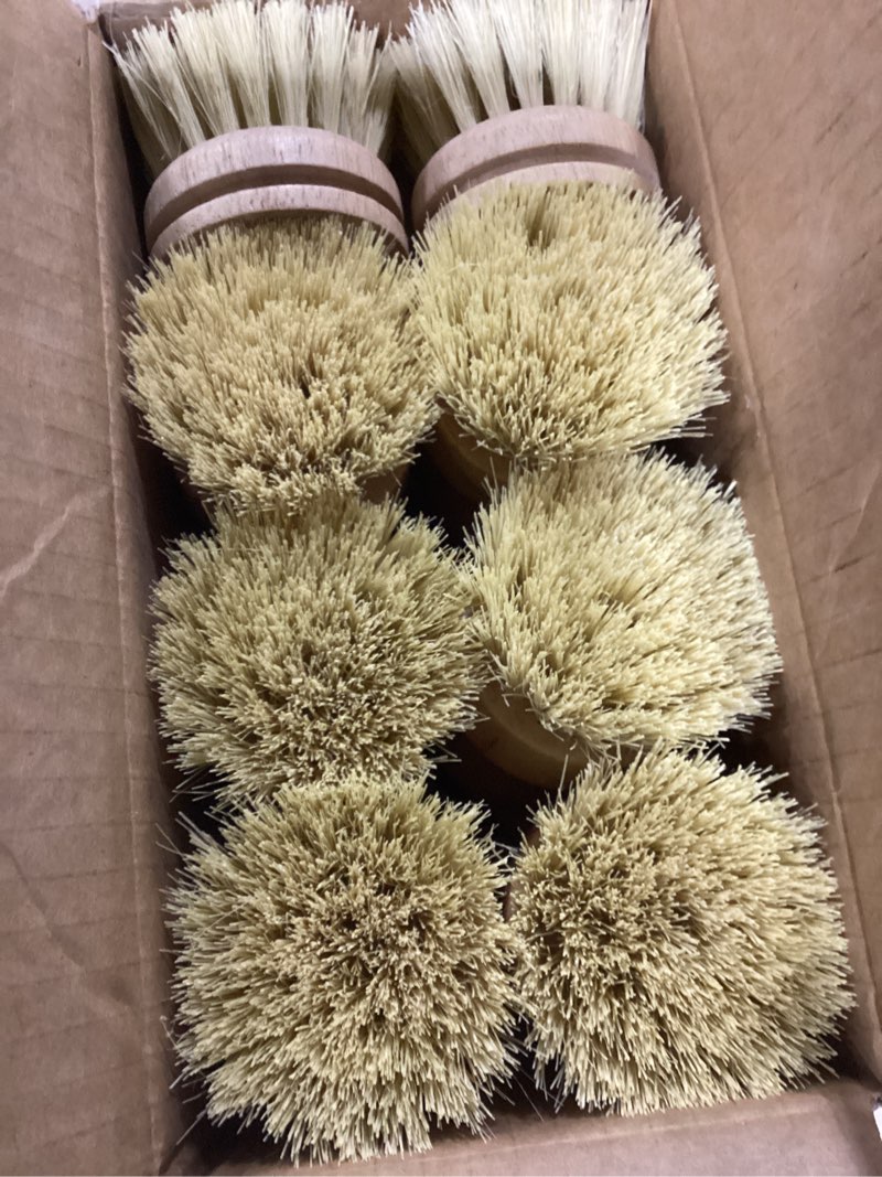 Condition photo showing New/Like New for Bamboo Dish Brush Set, 9 Pack Kitchen Natural Wooden Cleaning Scrubbers Set Washing Dish Brush Scrubber with Natural Sisal Bristles for Household Cleaning Vegetables