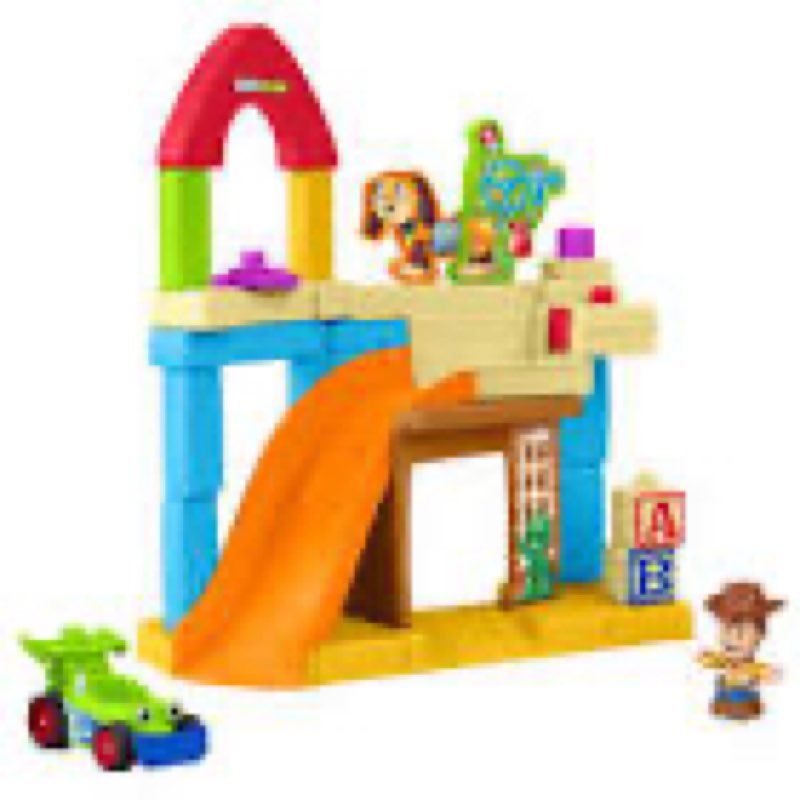fisher-price little people disney & pixar toy story andy's room toddler playset, woody & rc vehicle